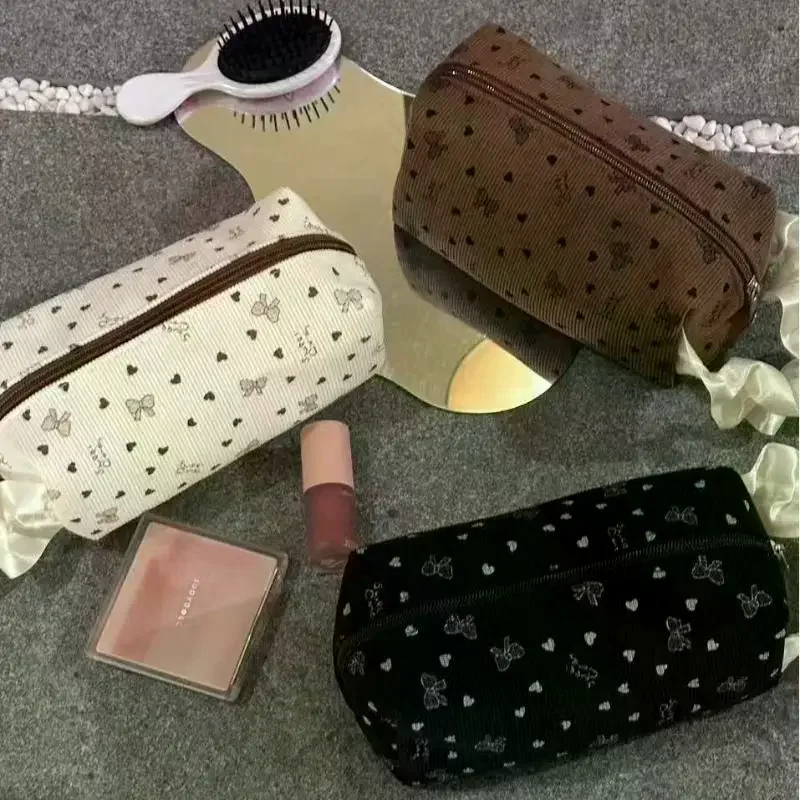 Kawaii سروال قصير القوس حقيبة مستحضرات تجميل سعة كبيرة المرأة متعددة الوظائف حقائب مستحضرات التجميل حالات حقيبة يد مقلمة حقيبة التخزين