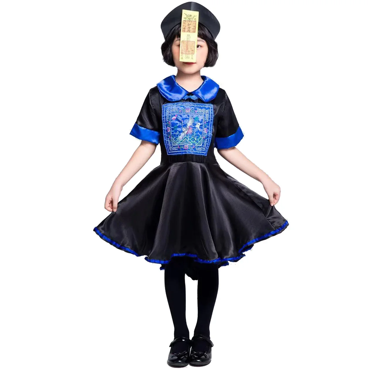 Traje de cosplay chinês assustador para crianças, vampiro fantasma, vestido de festa carnaval Halloween, dinastia Qing zumbi, tradicional, menina