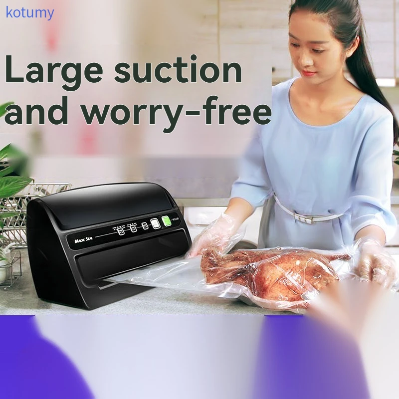 KOTUMY Mini Vacuum Food Packaging Machine 110/220V, One-Touch Automatic Vacuum Sealer with White & Black Color Options for Meat