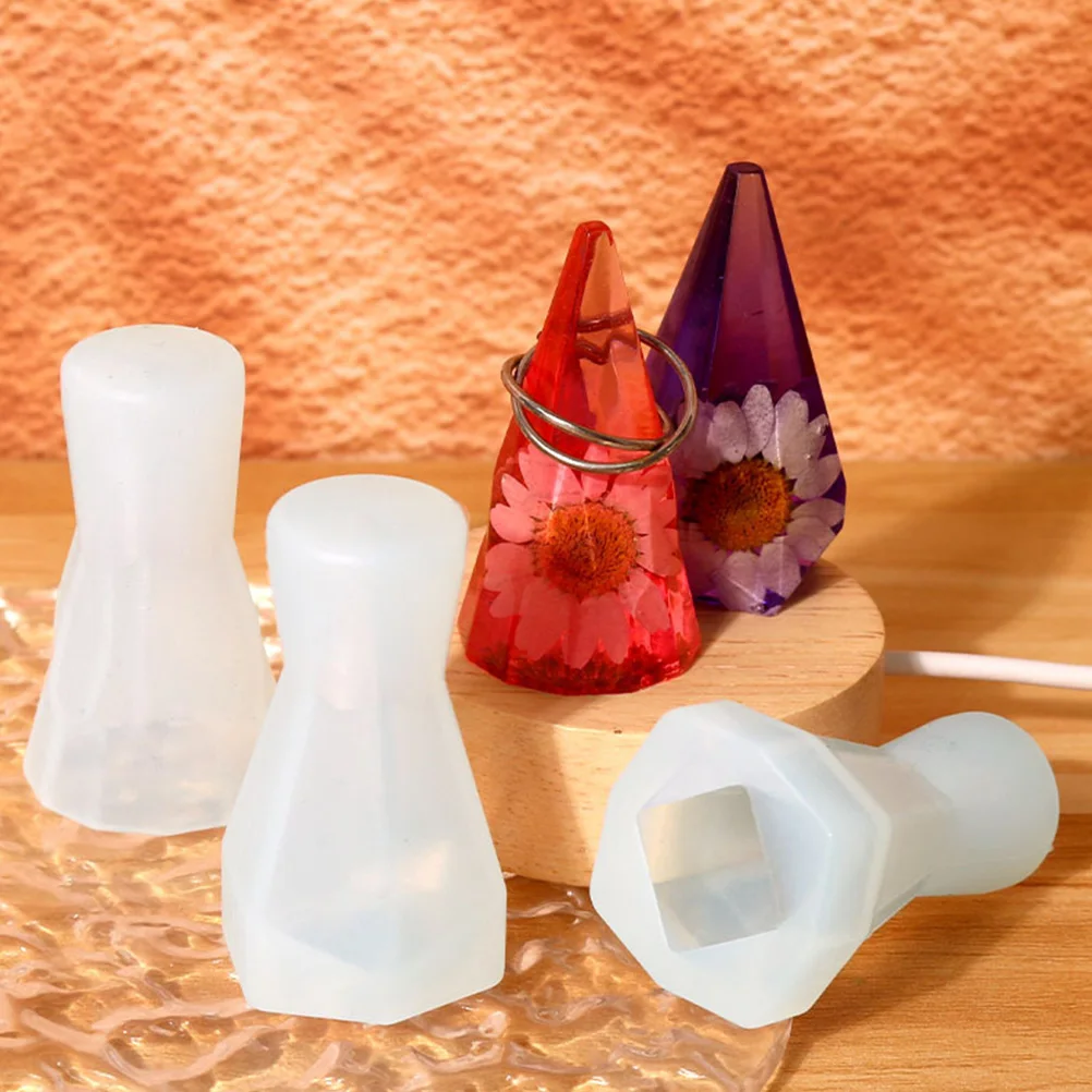 

4 Pcs Ring Holder Making Mold Silicone DIY Cone Shaped Craft Flexible Reusable Home Decor Table nament C Soap