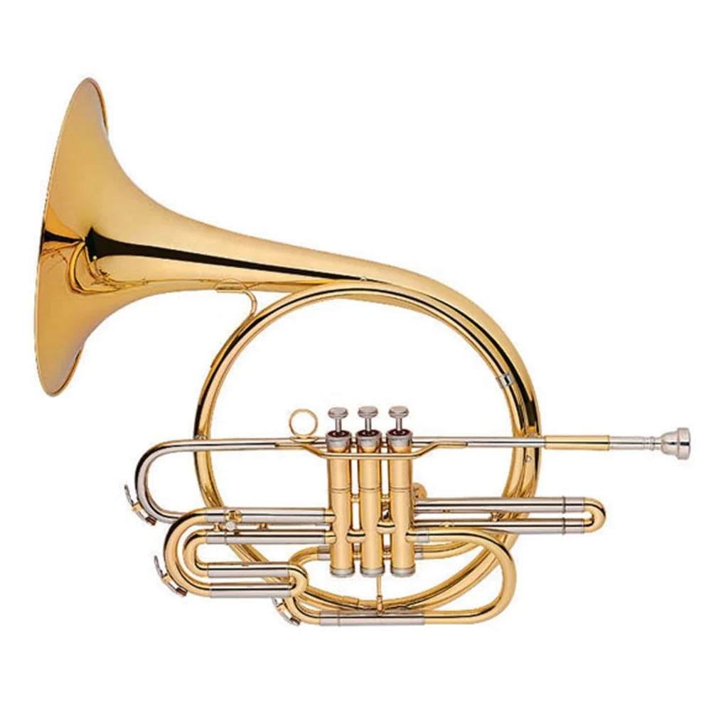 

Gold lacquer 3 cupronickel Piston Valve Marching French horn Tone Bb