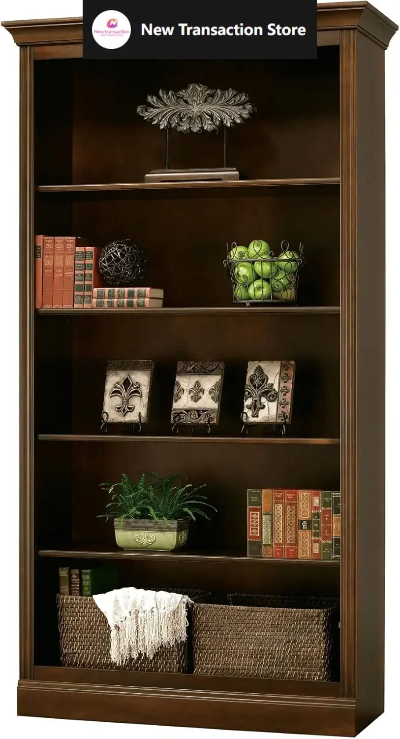 

Bookcase 920-000 – Saratoga Cherry Finish, Vertical Home Décor, Four Wood Shelves, Five Level Display Case, Adjustable Levelers