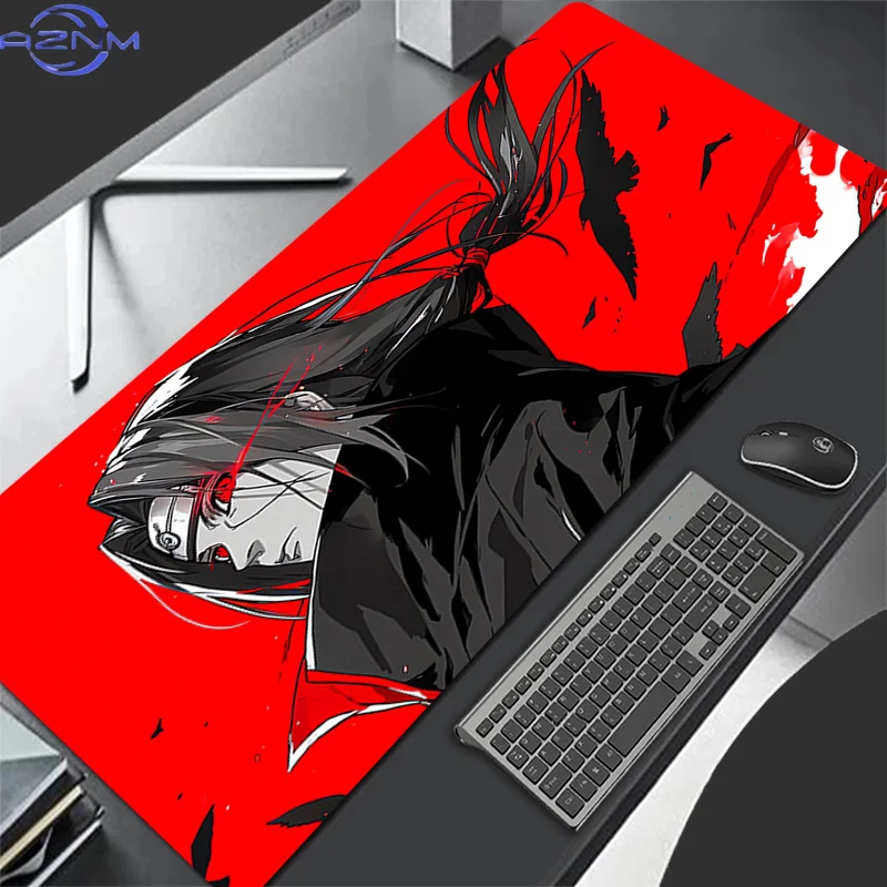 Mouse Pad Naruto Itachi Uchiha Large Gamer pc Gaming Accessories Speed Keyboard Rubber Lock Edge Desk Mat Office Laptop mousepad