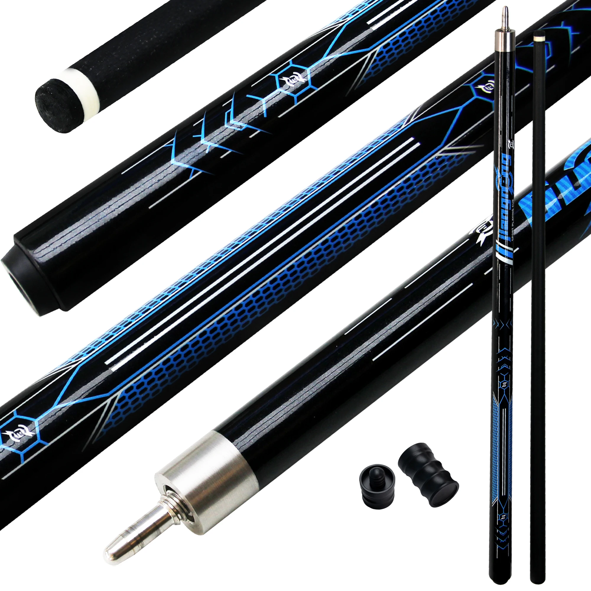 Professional Billiards Cue 12.5mm Tip Tech Fiber Glass Carbon Balanced Weight Ideal for American Pool and Café Billiards Players