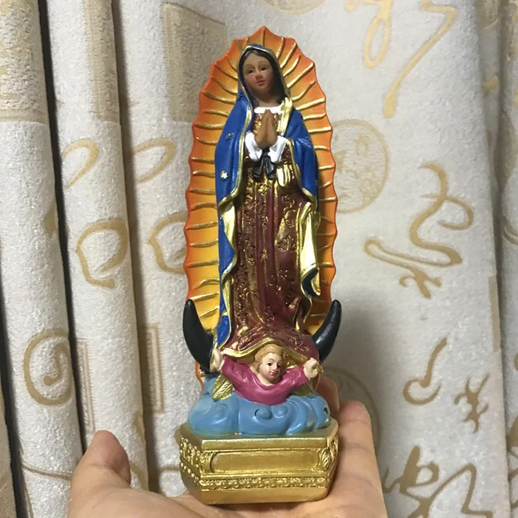 

New Fashion Our Lady Statue Mexico Mist Colorful Madonna of Our Lady of Guadalupe Living Room Ornaments Desktop