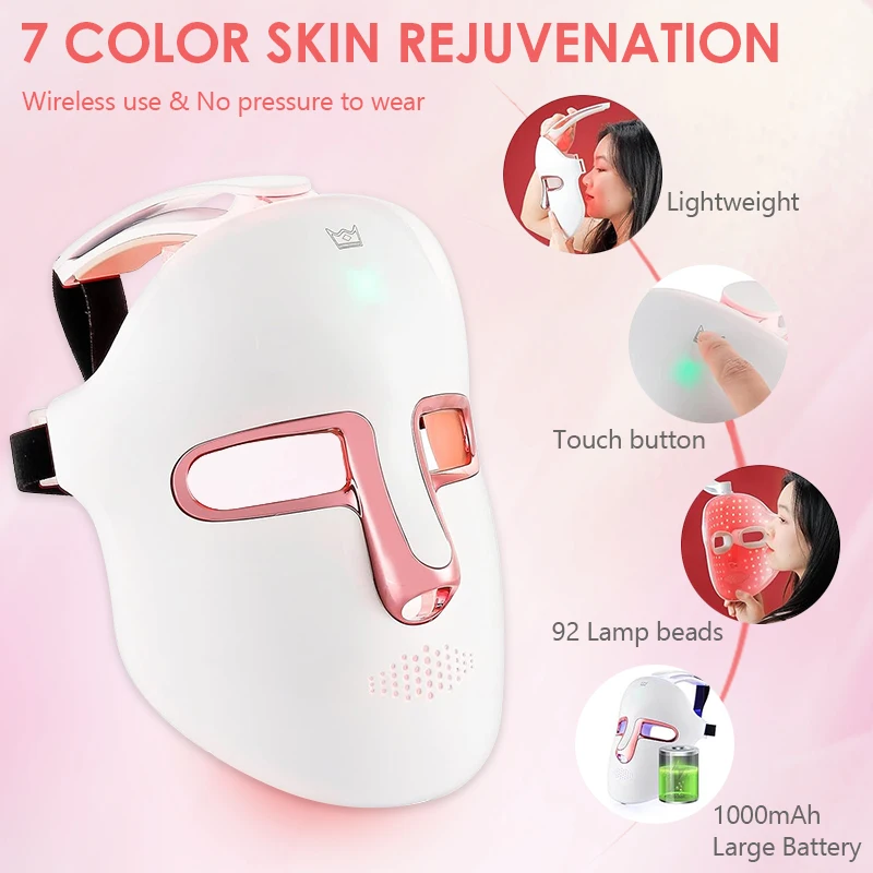 KEMOKO 7 ألوان قناع الوجه LED الفوتون قناع تجميل الوجه تجديد الجلد مكافحة حب الشباب إصلاح العناية بالبشرة تشديد مكافحة الشيخوخة #6