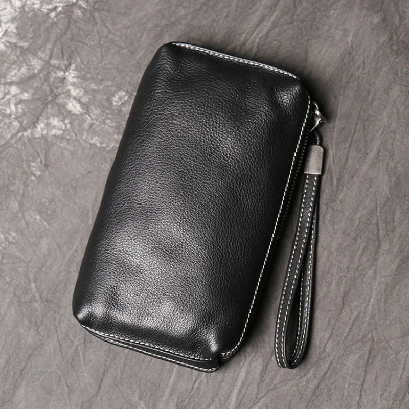 Gagacia Men Genuine Leather Clutch Bag New 2024 Luxury Mobile Phone Bags Retro Casual Long Wallets For Male Fashion Card Holder