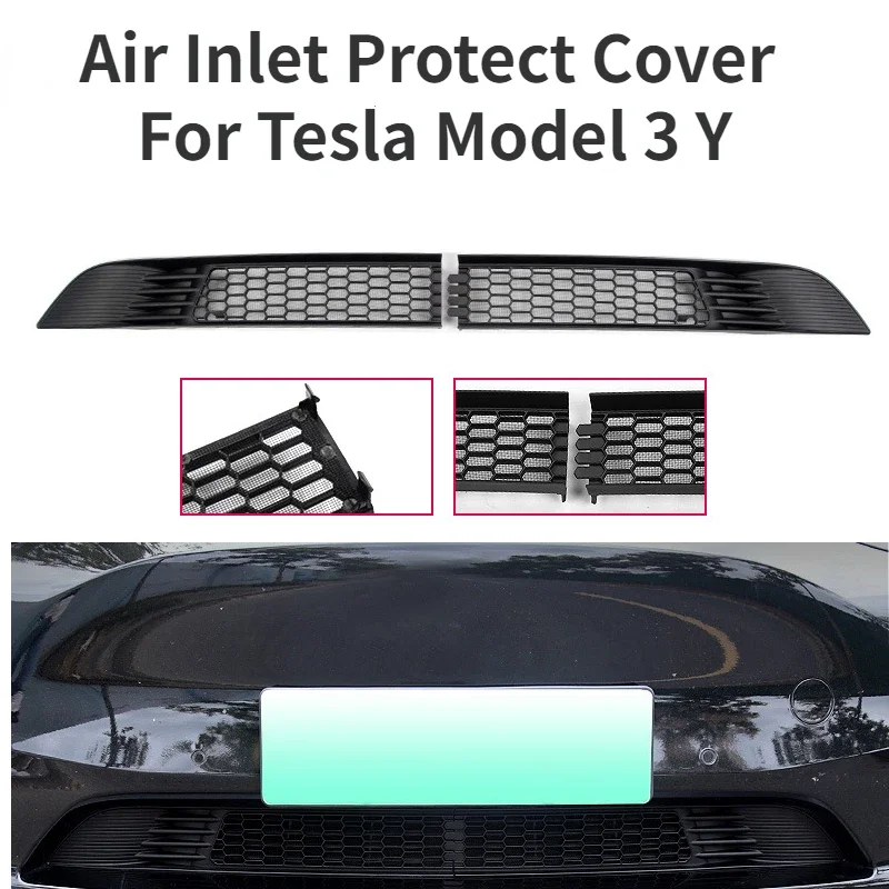 For Tesla Model Y 3 Air Intake Insect Proof Net Split Front Bumper Inlet Protective Mesh Cover Car Modification Accessories