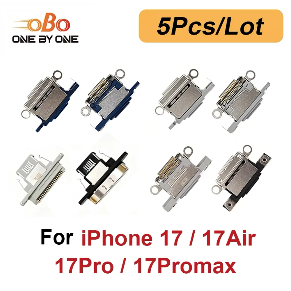 

5Pcs USB Charging Port Dock Plug Flex For iPhone 17 Air Pro Max Promax Charger Connector Socket Replacement Blue Black White