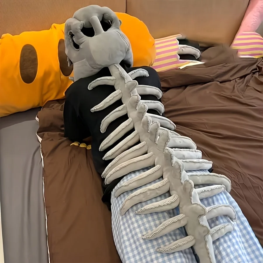 Skeleton Headgear Plush Pillow, Dinosaur Costume Set, Skeleton-Shaped Dinosaur Bodysuit, Dinosaur Headgear Skeleton Bodysuit
