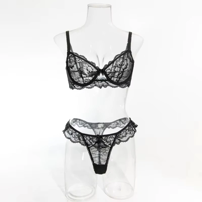 Bikini lace lingerie bra thin set ruffled swimsuit set