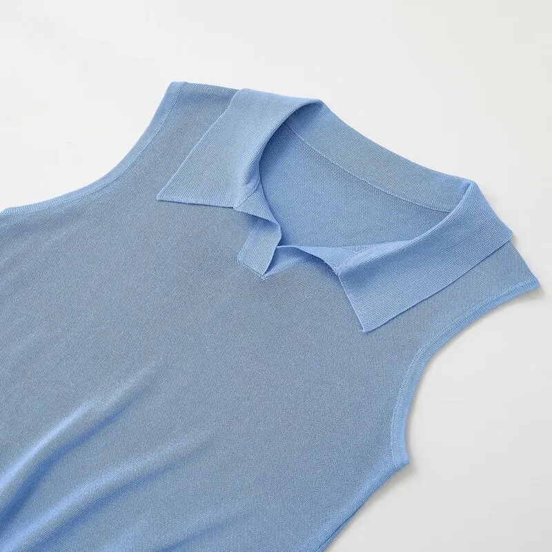 

2025 Summer New Women's Knitted Svel irt Versatile Sweet Sle Regular Length A-Line Top Faionable Casual Wear