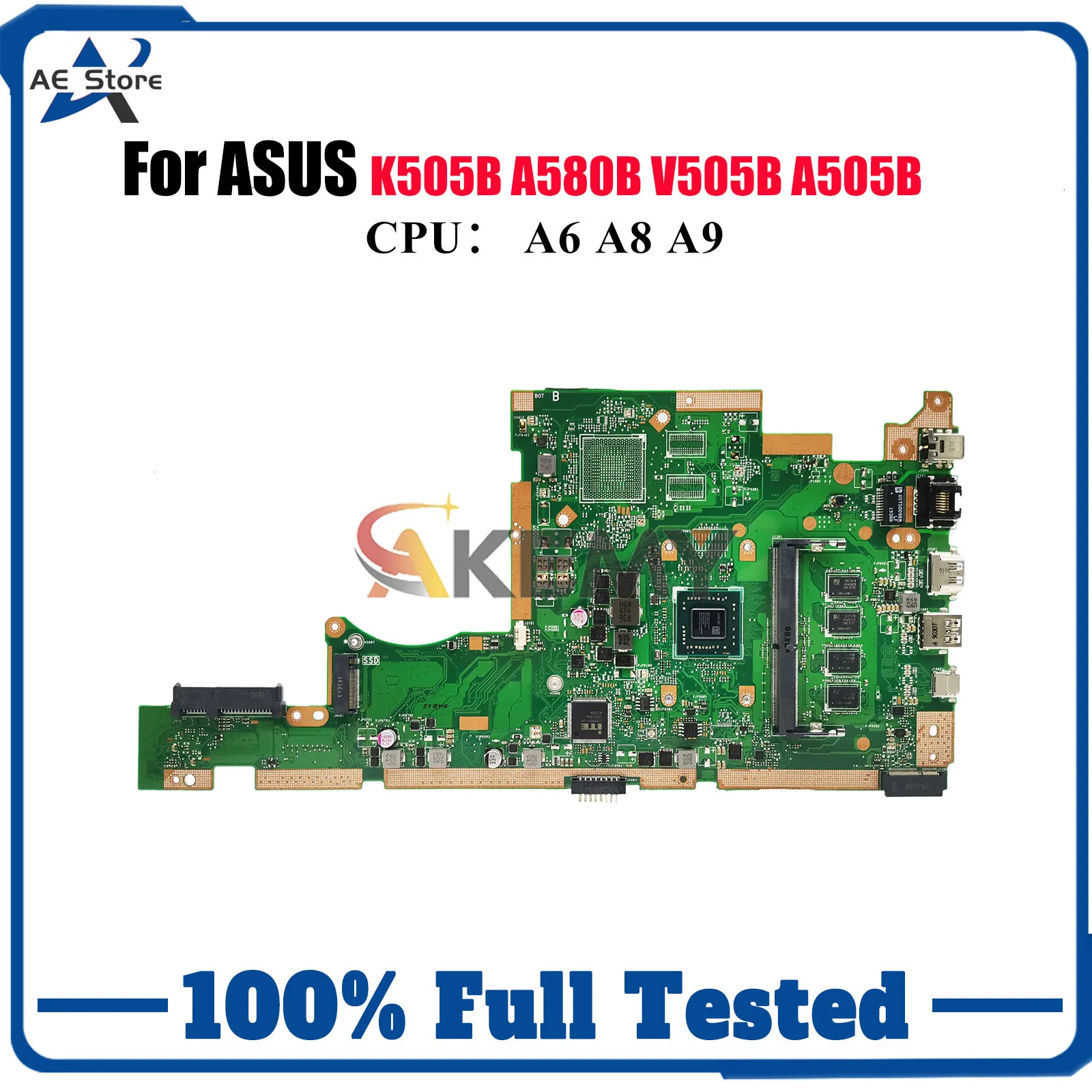 

X505BA Laptop Motherboard For ASUS VivoBook X505BA K505B X505BP A505B A580B V505B X505B Notebook Mainboard With A6 A8 A9 CPU stk