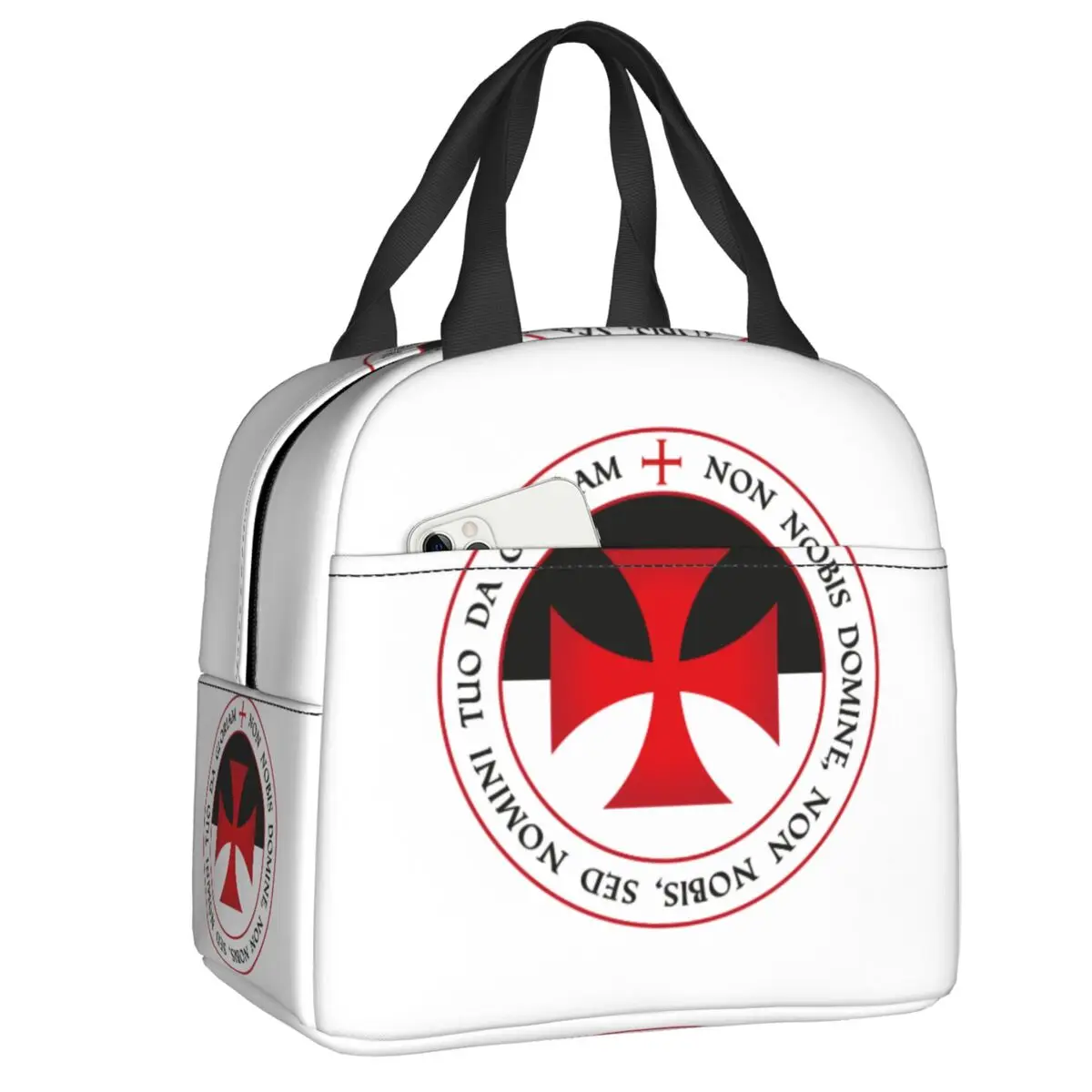 

Custom The Knights Templar Cross Christian Crusader Seal Insulated Lunch Bag for Work School Waterproof Cooler Thermal Bento Box