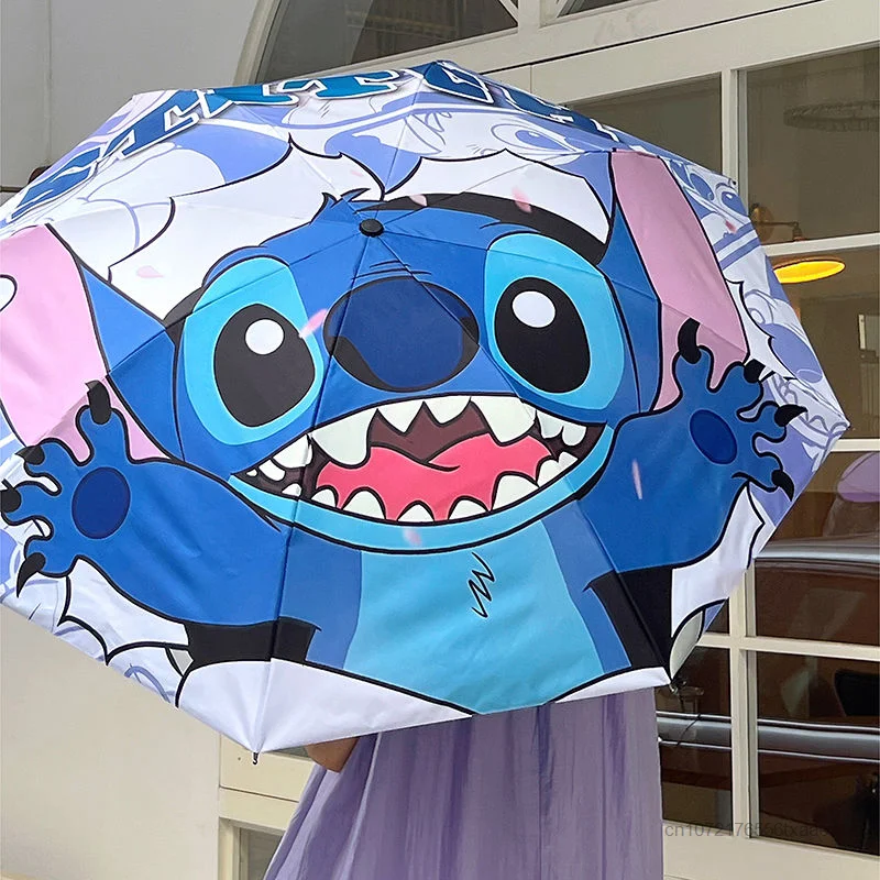 Disney Stitch Folding Full Weather Umbrellas Sunny And Rainy Dual Use Cartoon Luxury Umbrella Girl Outdoor Portable Accessories