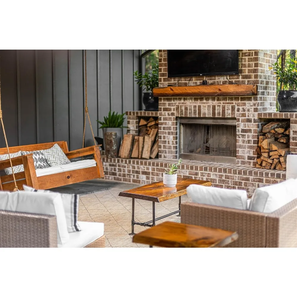 수제 SRLWerks 산업용 파이프 및 목재 커피 테이블 라이브 엣지 소박한 빈티지 커피 테이블 — 하우스 모던 커피 테이블 — Na