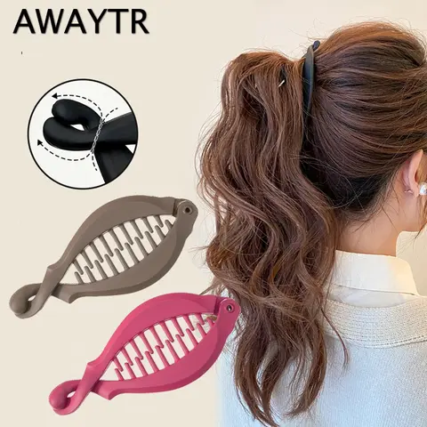 AWAYTR 간단한 헤어 클립 헤어 빗 클램프 그립 슬라이드 물고기 바나나 헤어 클로 클립 헤어핀 9.5CM 여자 여자 헤어 액세서리