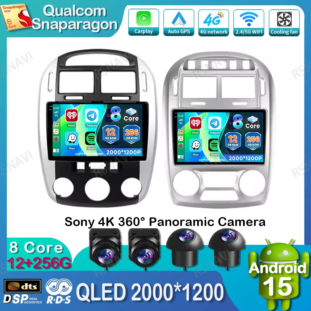 

Автомобильный радиоприемник Android 15 для Kia Cerato 1 LD 2004-2008, авторадио, WIFI + 4G RDS, головное устройство, 9/10 дюймов, AUTO 360, системы камер, навигация