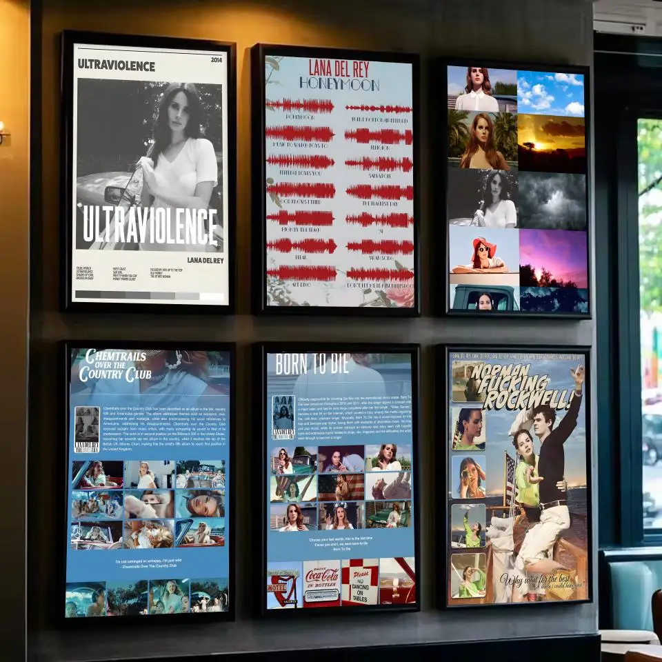 لانا ديل ري ألبوم الموسيقى الساخن المشارك ملصق مقاوم للماء HD جدار ملصق فني ذاتية اللصق ديكور جمالي للمعيشة المنزلية