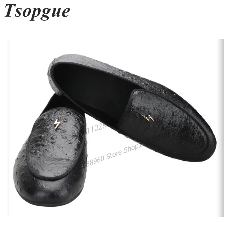 Black Matte Leather Animal Skin Metal Decor Men Shoes Men's Dress Pumps Slip-On Runway Casual Party Shoes 2023 Zapatillas Mujer