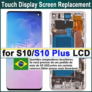 Bilashmart High quality AMOLED Display Replacement Samsung S10 G973 G973F LCD Touch Screen S10 Plus G975 G975F Display Repair Parts