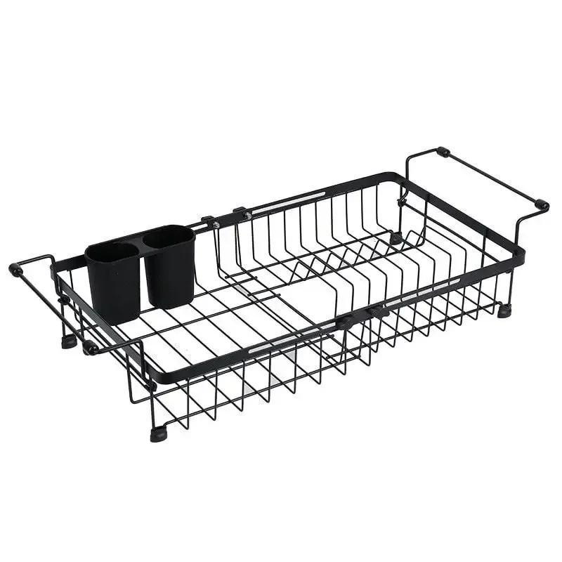 Adjustable Capacity Metal Modern 5-Layer Tableware Drying Rack for Home Kitchen Above-Sink Dish Drain Storage Shelves