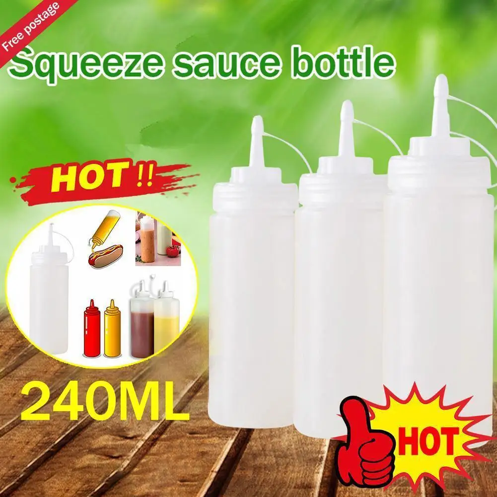 Squeeze Condiment Bottles With Cap Olive Oil Ketchup Mustard Dispensers BBQ Sauce Dressing Grilling Kitchen Accessories