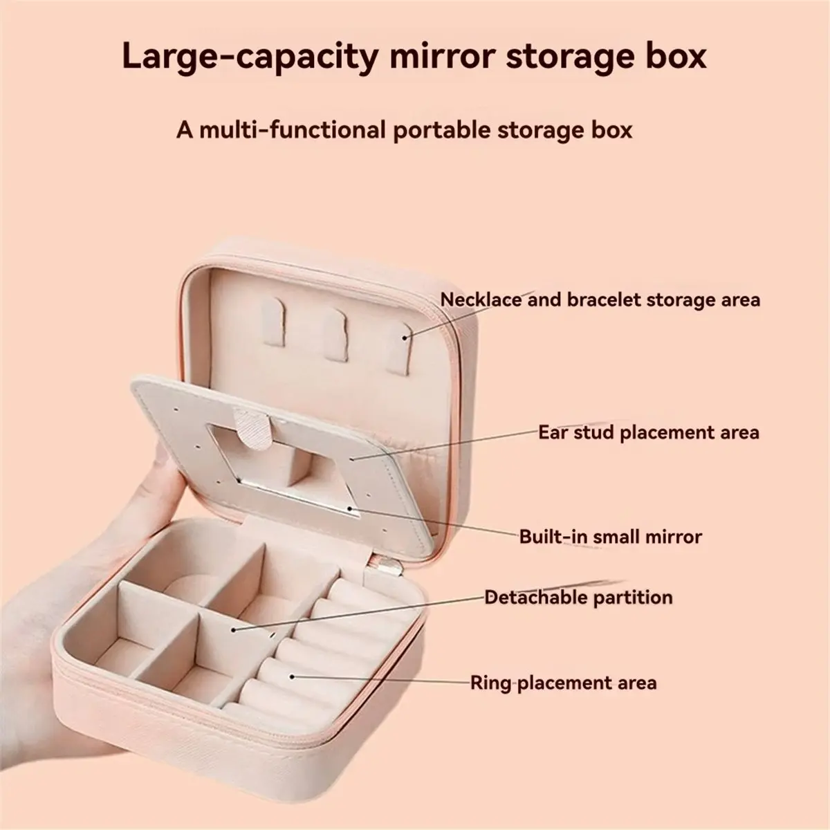 A67T NEW Jewelry Storage Box with Mirror Ring, Earring, Necklace, and Other Jewelry Box Suitable for Jewelry Storage A