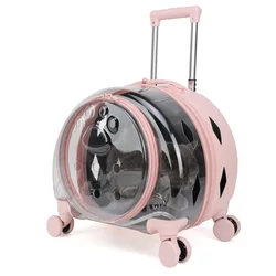 Trolley Luggage Transparent Bubble Pet Cat Bag New Puppy Outing Transport Box Outdoor Travel Dog Crate With Wheels