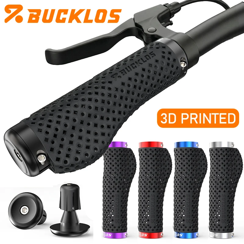 

BUCKLOS 3D Printed Bicycle Handles Mtb Ergonomics MTB Handlebar Grips Aluminum Alloy Lock Ring Mountain Bike Grips Bike Bar Plug
