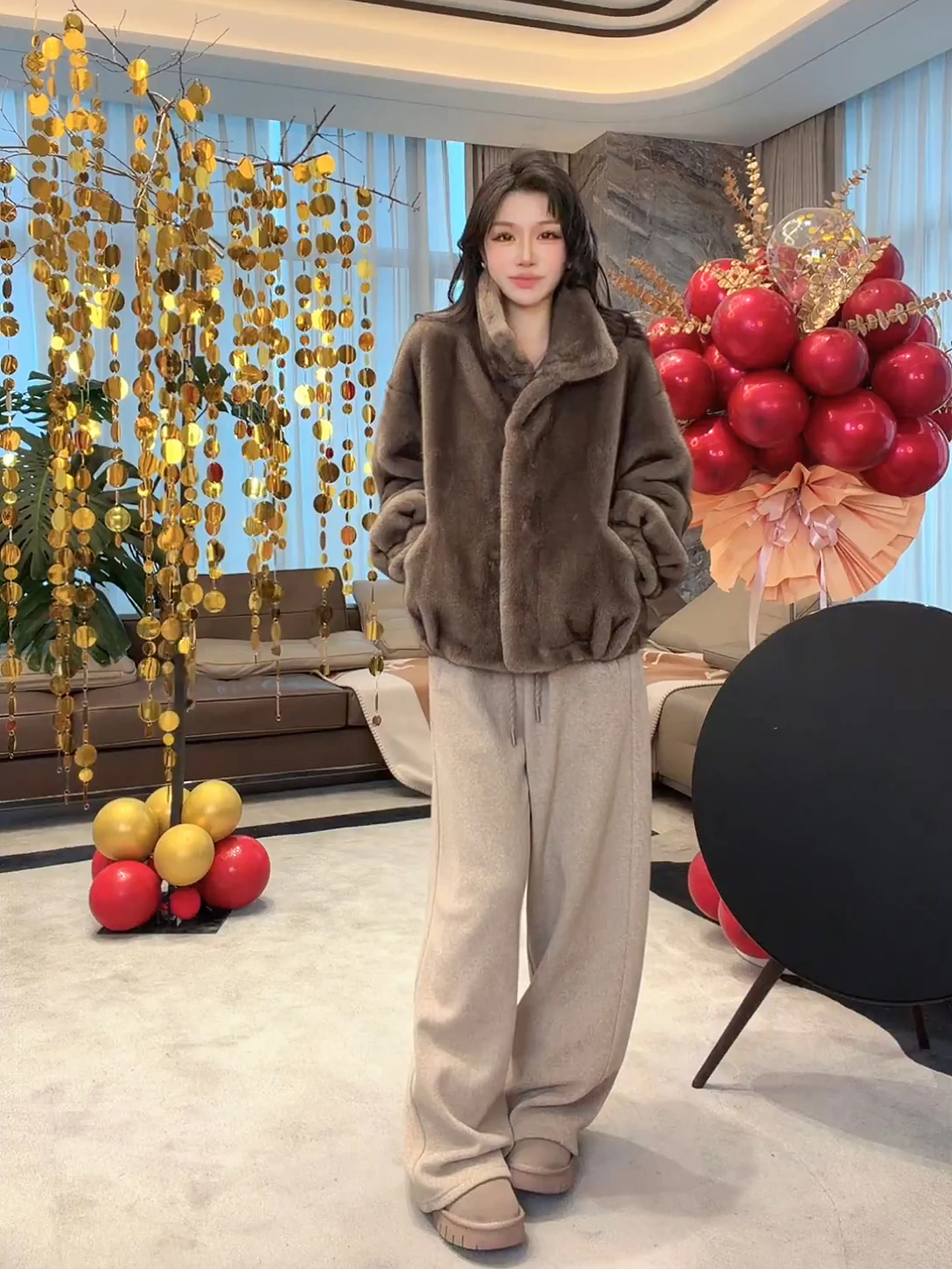 

Теплая модная свободная шуба из экологичного полиэфирного волокна, с длинными рукавами, средней длины, повседневная, женская зимняя куртка