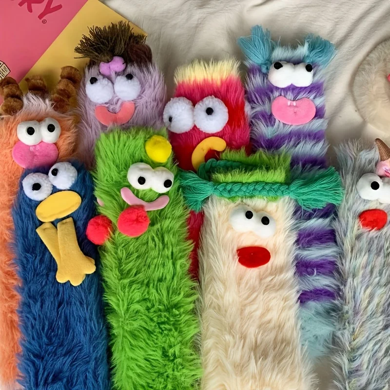 Funny Monster Socks for Women, Ugly Cute Mink Fleece Thermal Sleep Socks, Novelty Gift