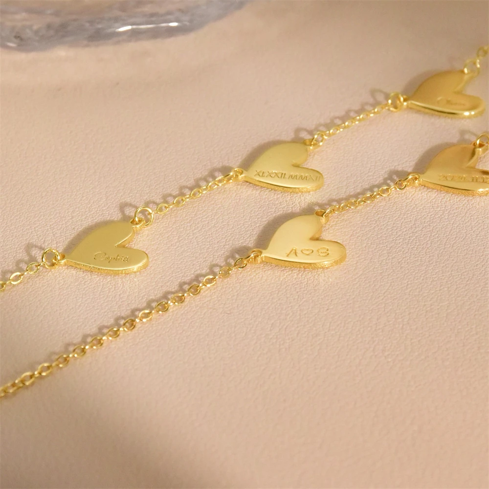 قلادة نسائية مخصصة مع قلادة على شكل قلب منقوشة، قلادة بأسماء أطفال مخصصة، هدية عيد الأم، مجوهرات من صلب لا يصدأ