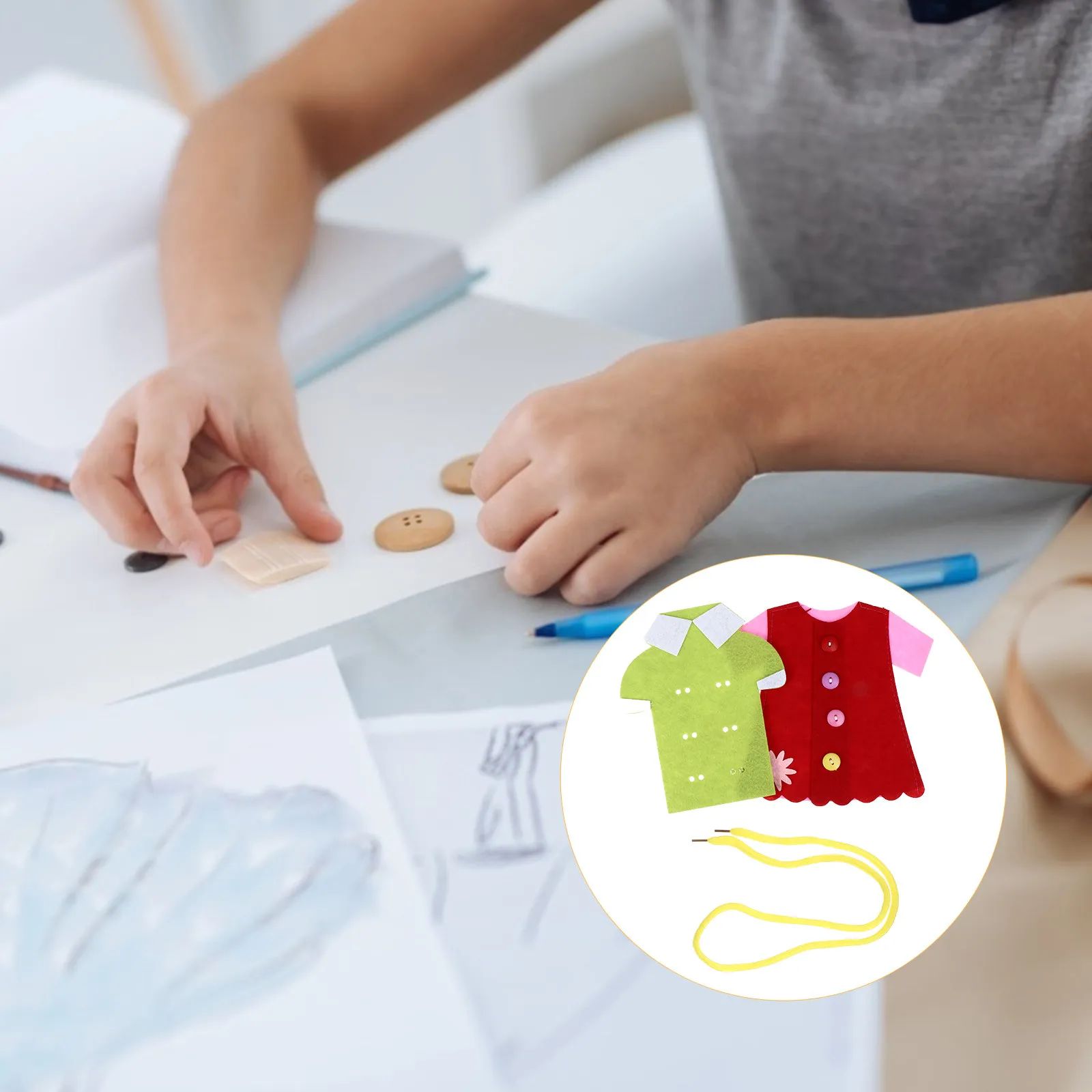 

2Pcs Stitching Educational Puzzle Loop Early Childhood Sewing Clothes Game for Preschool Learning Development