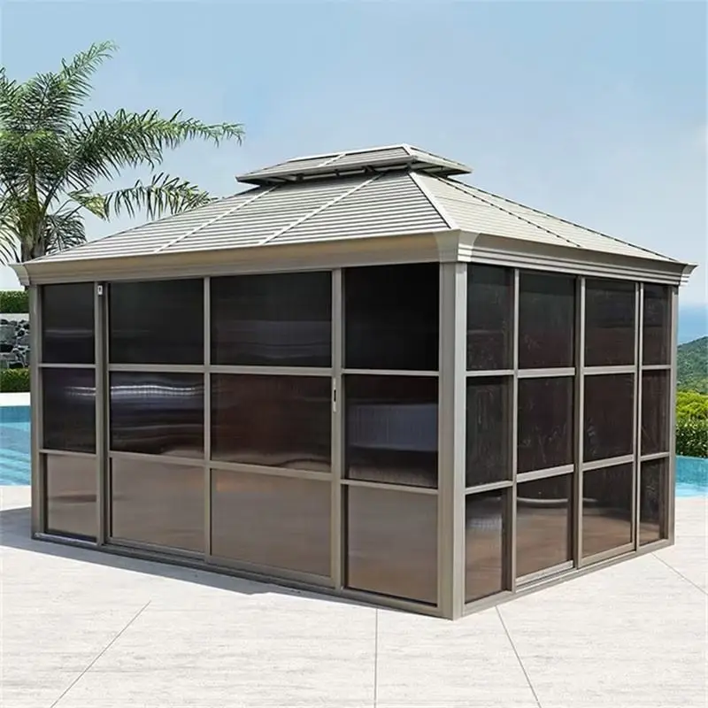 2023 Hot sale 3x4m galvanized roof sun room Aluminum tent UV resistant house pavilion and side wall