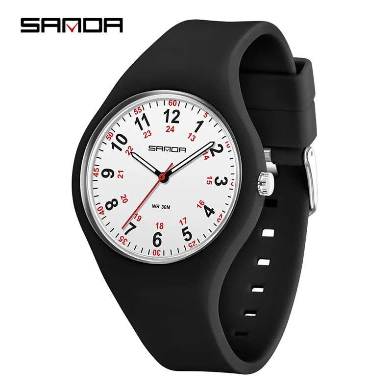 Unisex Waterproof Soft Silicone Wrist Watch Easy Read 24-Hour Dial Medical Professional Watch for Nurse Doctor Student Lady