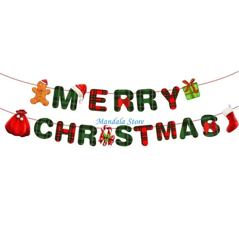 

U2JC for 3M Merry Christmas Flag for Banner Cartoon Santa Swedish Tomte Gnomes Hanging Paper Bunting Garland Xmas Party Decor