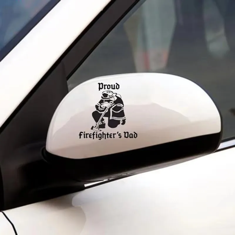 يقوم أبي رجال الإطفاء بتصميم نافذة ممتص الصدمات مرآة الرؤية الخلفية المزخرفة من الفينيل لملصقات تزيين السيارة والدراجات النارية #2