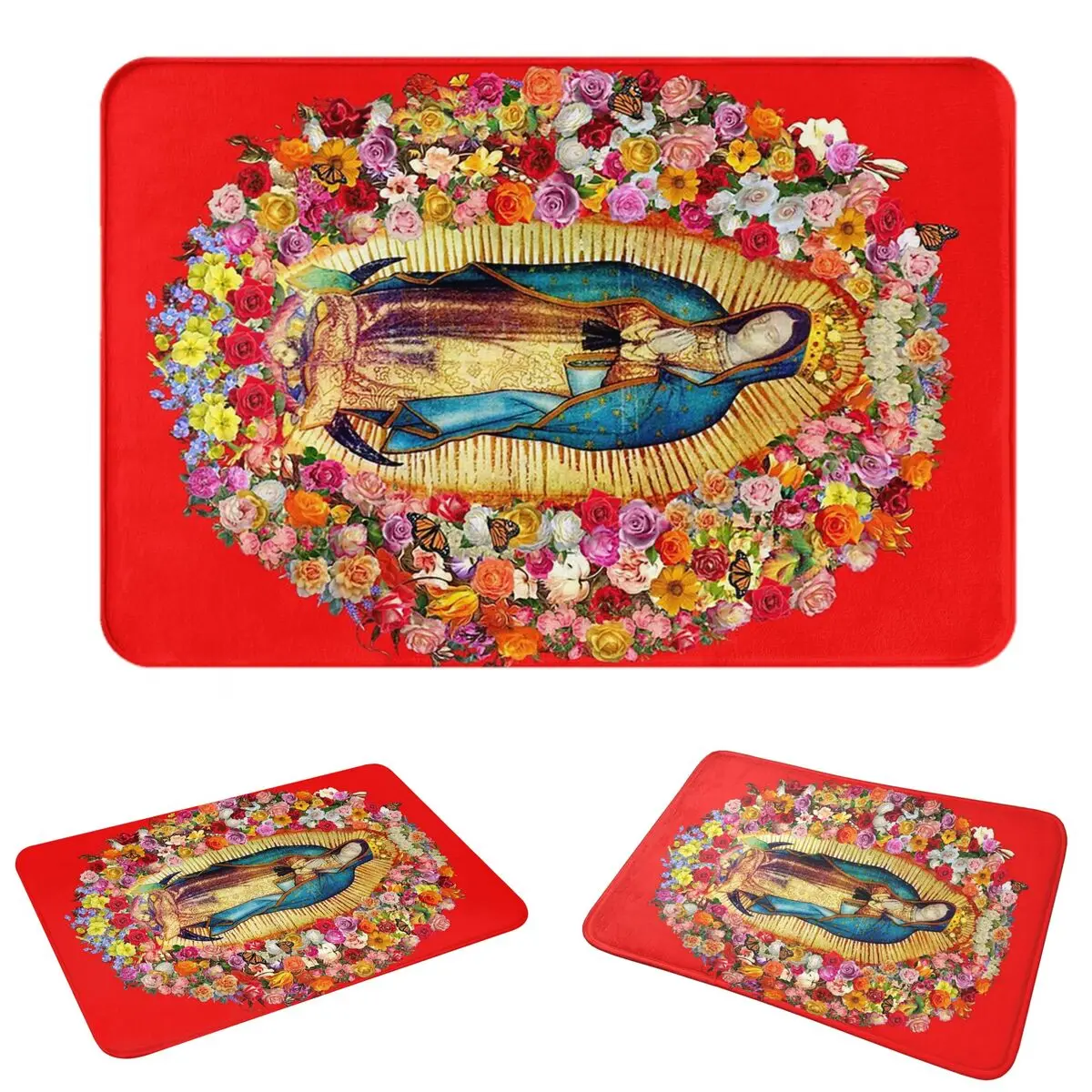 Our Lady Of Guadalupe Virgin Mary Mexican Doormat Dust-proo Carpet Rug Kitchen Entrance Home Floor Mat for Bathoom Footpad Mats