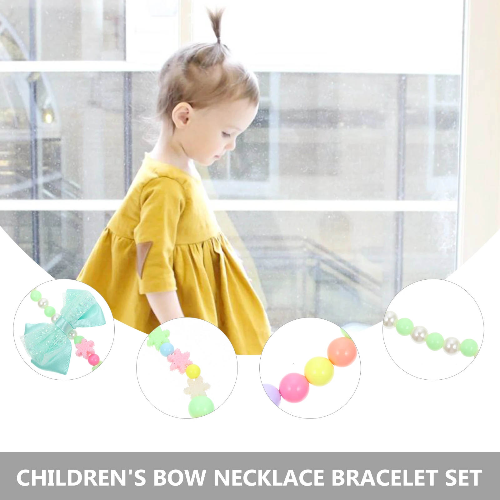 

3 Sets Bow Necklace Bracelet Children Bracelets Kids for Candy Jewelry Girl Plastic Toddlers Party Pendant