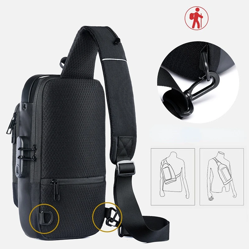 2023 nova moda peito saco crossbody dos homens sacos de ombro à prova dwaterproof água com carregamento usb curto viagem para o sexo masculino saco pacote viagem