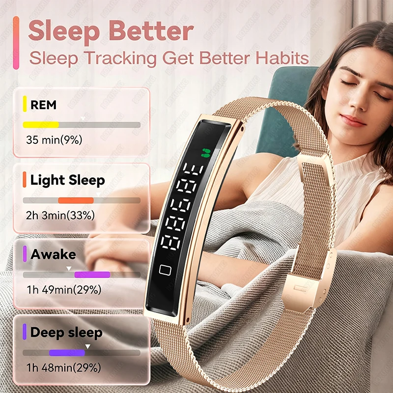 Ultra Thin Fashion Women Smart Bracelet Sport Mode Fitness Tracker Heart Rate Health Monitoring IP68 Waterproof Smart Watch Men