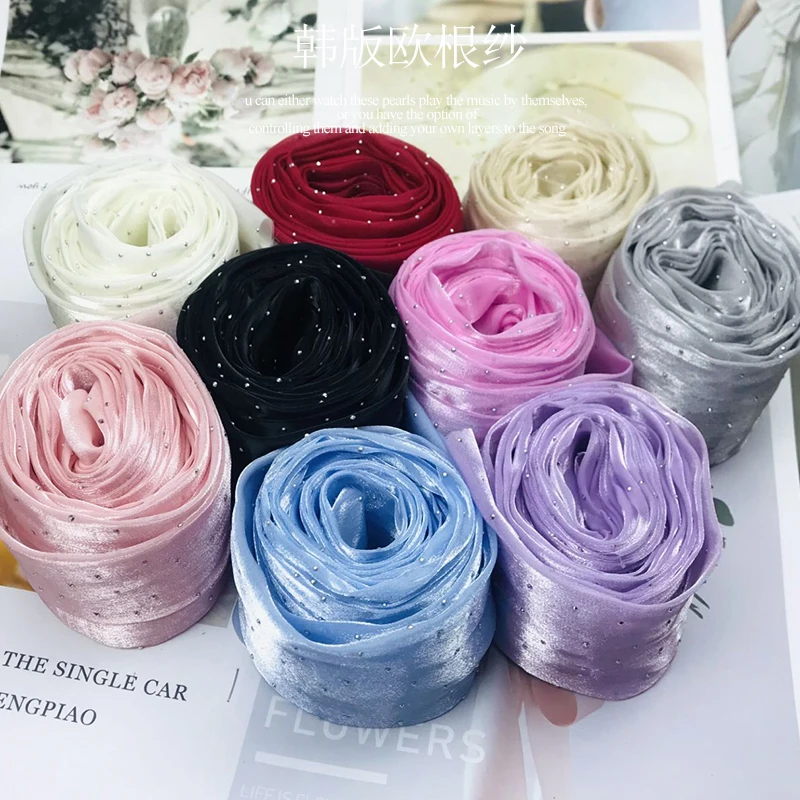 

10yards Shiny Silk Ribbons for DIY Hair Bow Handmade Cloth Headdress Fabric Material Grosgrain Ribbon 75mm Bows for Crafts