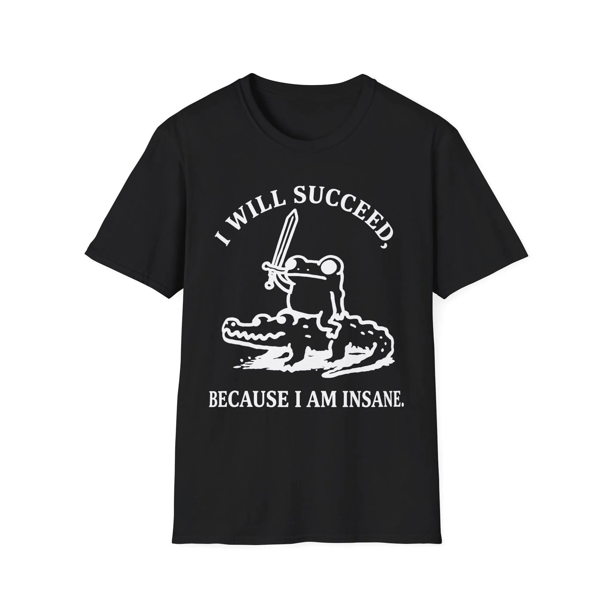I Will Succeed Because I Am Insane Shirt, Warrior Frog Riding Crocodile Shirt, Goblincore Meme T-Shirt, Sarcastic Quote Shirt