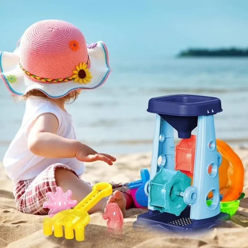 Strandset voor kinderen Wiel Zandemmer Scooter Schop Hark Zeilboot Zandloper Leuke mallen Zomer Outdoor Zandbak Zandspeelgoed