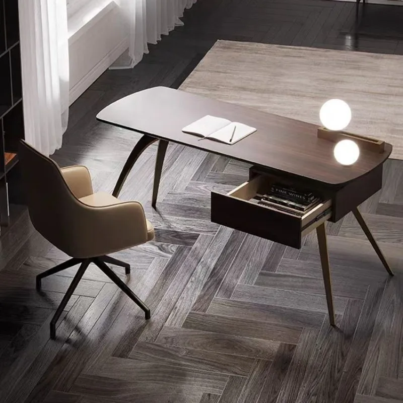 

Italian minimalist modern home designer computer desk solid wood Nordic desk writing table bedroom desk
