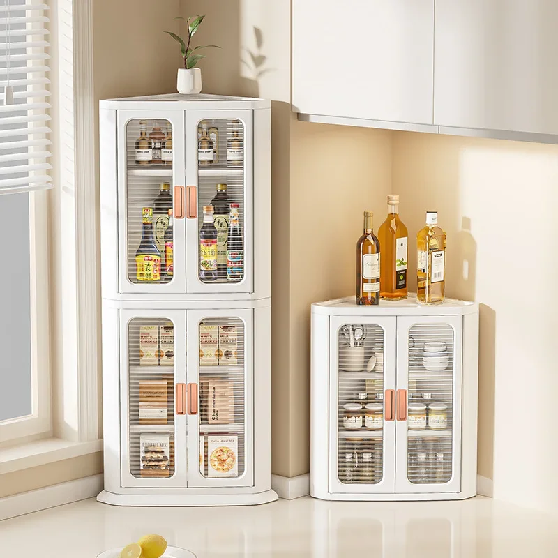 

New model Storage cabinet Multi-layer living room locker Floor-to-ceiling plastic triangular dust rack Snack toy locker