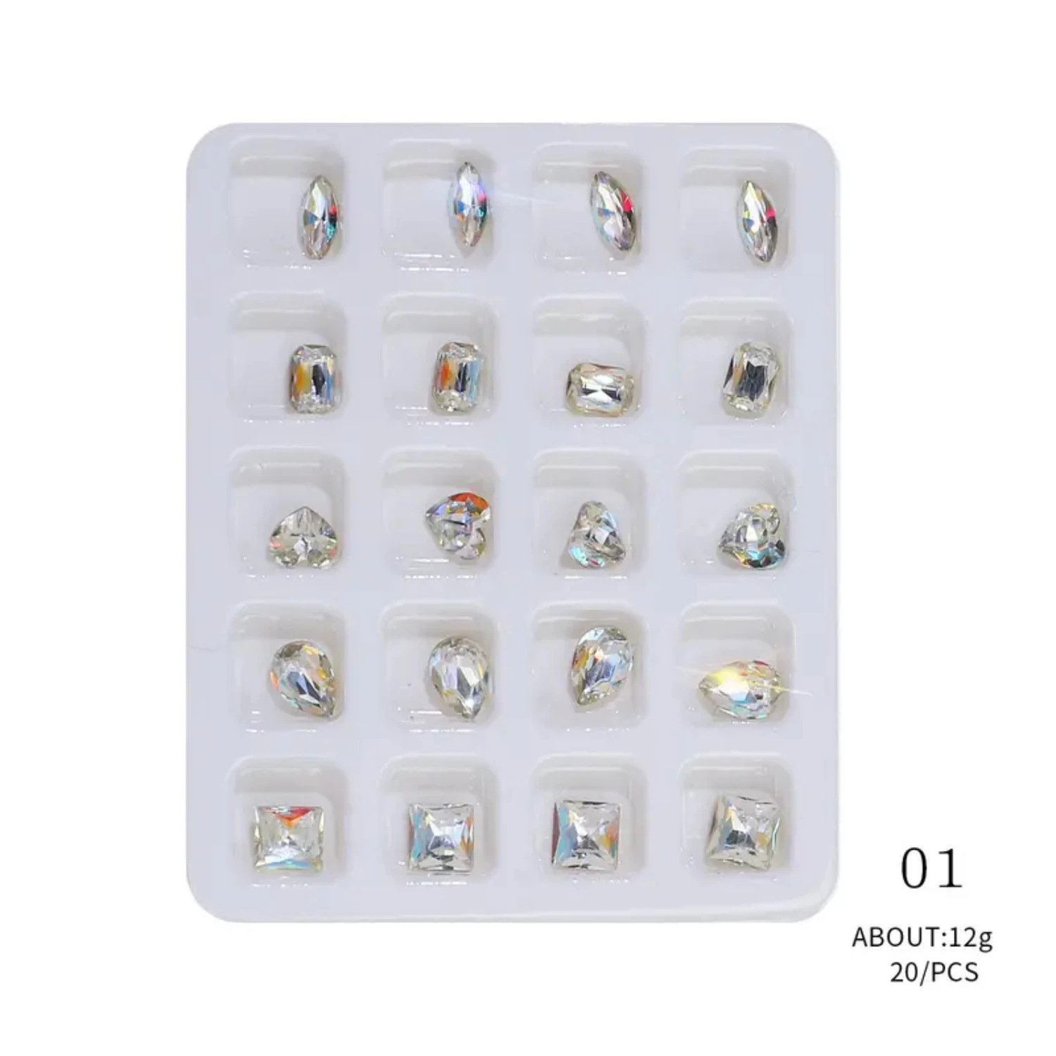 네일 아트용 스파클링 라인스톤 1개 키트, 3D 플랫백 크리스탈 네일 아트 라인스톤 세트