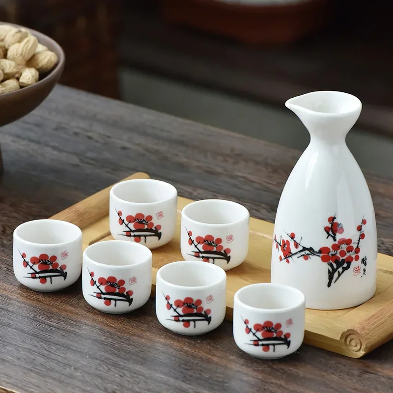 

7Pcs Ceramics Chinese Style Sake Pot Cups Set Home Kitchen Office Flagon Liquor Cup Drinkware Creative Barware Gifts 2025 New