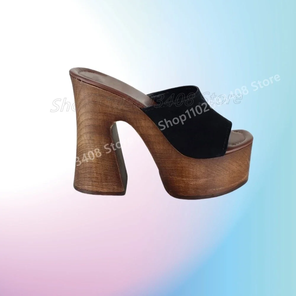 Chunky High Heel Sky Blue Demin Peep Toe Slippers Big Size Platform Elegant 2025 Fashion Sexy Women Shoes Summer Para Mujere